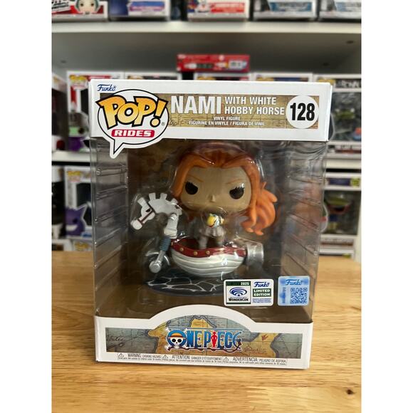 OFFICIAL WONDERCON STICKER NAMI W/ WHITE HOBBY HORSE Funko Pop #128 One Piece LE - Picture 1 of 6